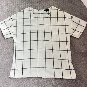 Roolee Cream Black Check Back Button Shirt S